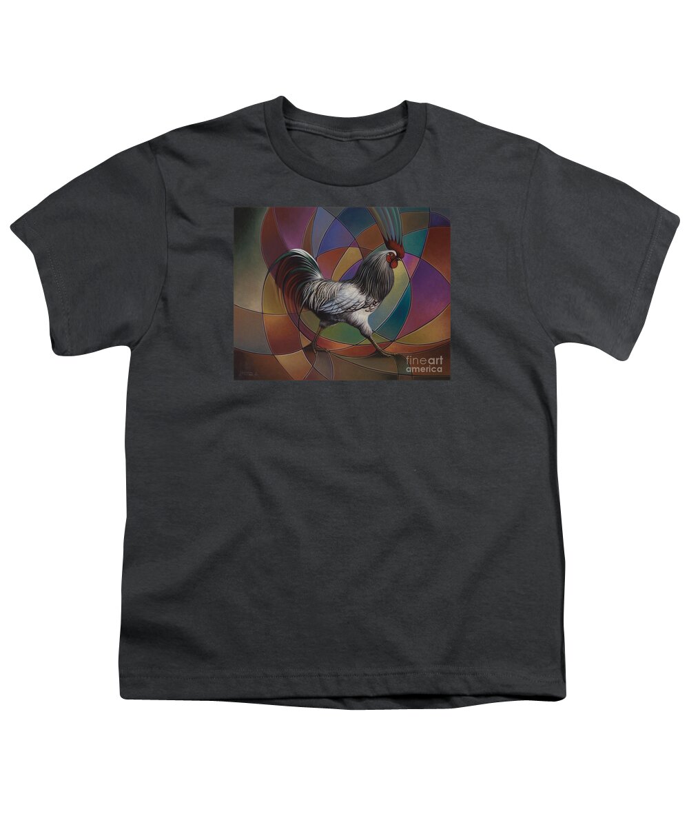 Rooster Youth T-Shirt featuring the painting Espolones or Spurs by Ricardo Chavez-Mendez