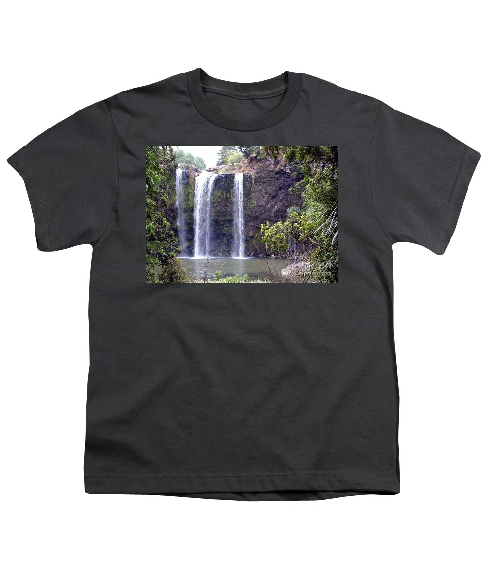 Waterfall Youth T-Shirt featuring the photograph Falls Trio by Barbie Corbett-Newmin