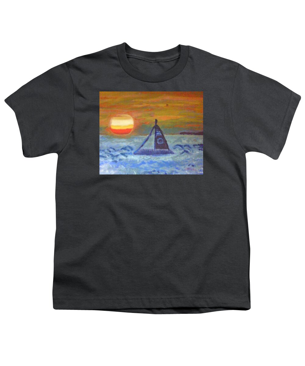 Florida Youth T-Shirt featuring the painting Florida Key Sunset by Suzanne Berthier