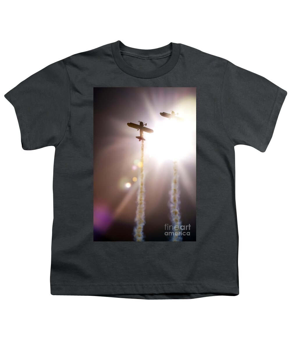 Wingwalkers Youth T-Shirt featuring the photograph Flying To The Sunshine by Ang El