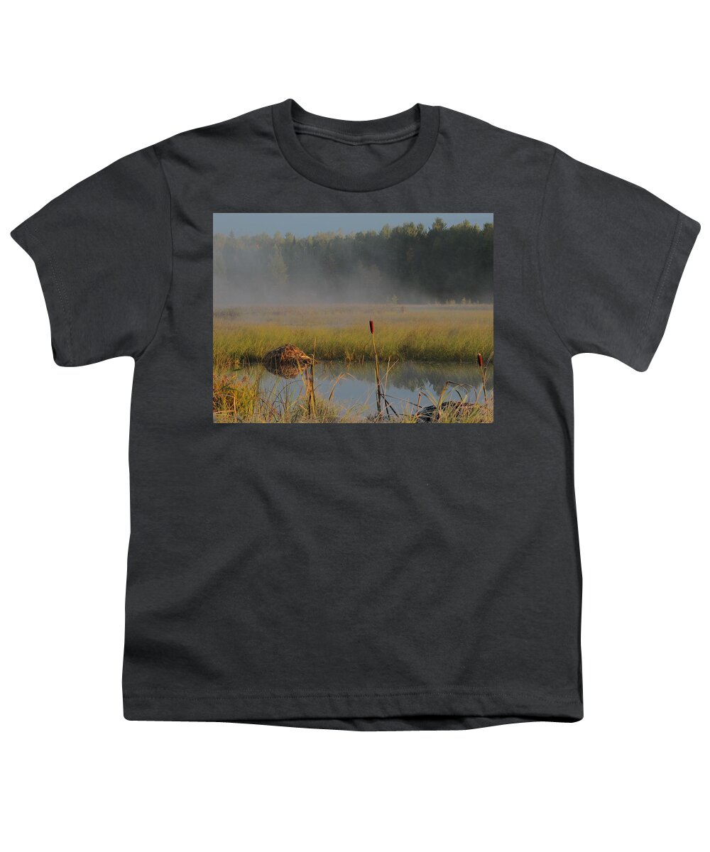 Eagle River Youth T-Shirt featuring the photograph Fog Over Wild Rice by Dale Kauzlaric