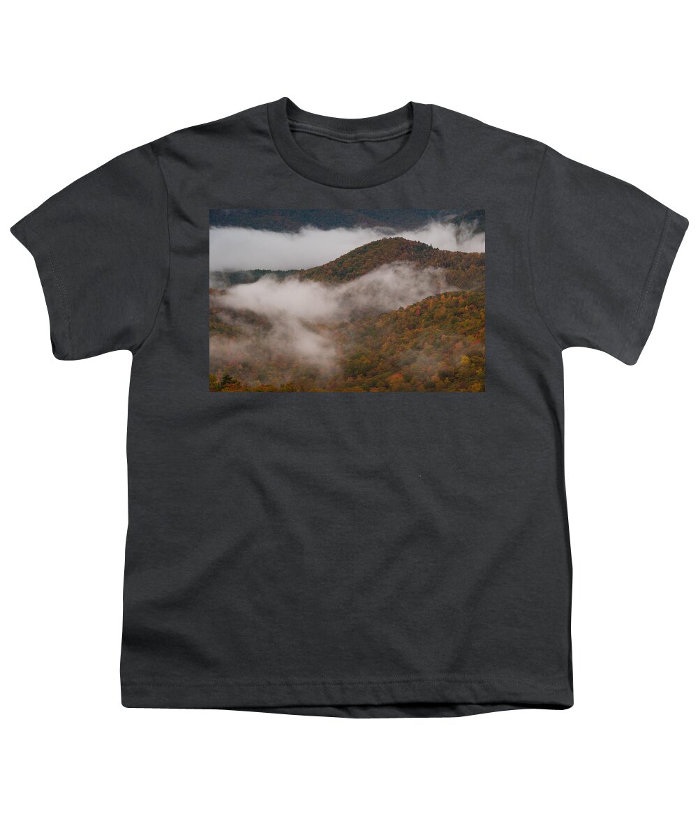 Asheville Youth T-Shirt featuring the photograph Foggy Ridges by Joye Ardyn Durham