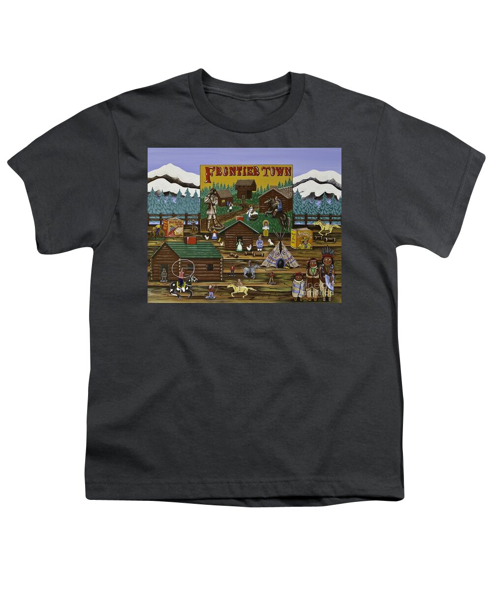 Lincoln Logs Youth T-Shirt featuring the painting Frontier Town by Jennifer Lake