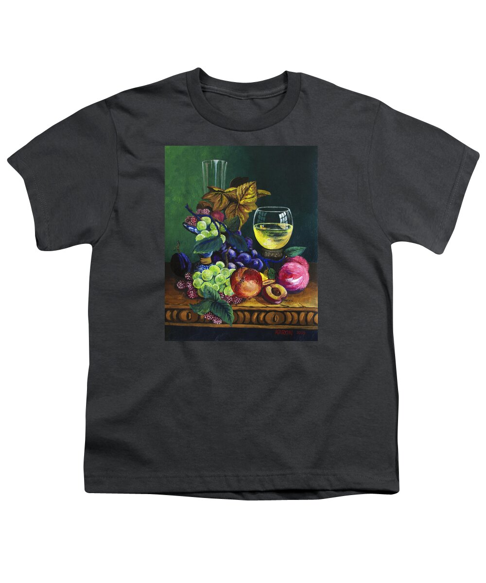 Fruit And Wine Youth T-Shirt featuring the painting Fruit and Wine by Karon Melillo DeVega