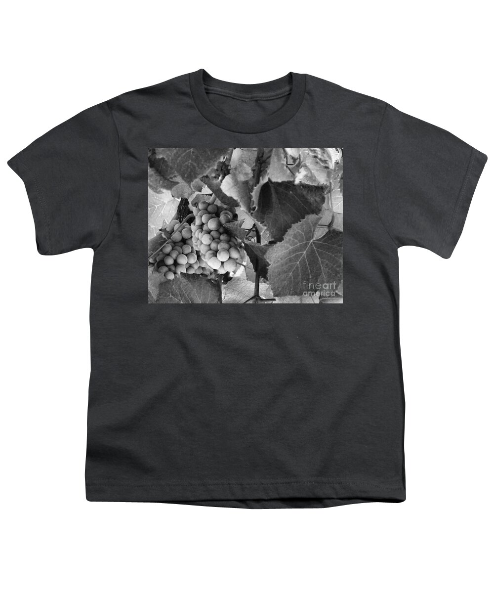 Litchfield Illinois Youth T-Shirt featuring the photograph Fruit -Grapes in Black and White - Luther Fine Art by Luther Fine Art