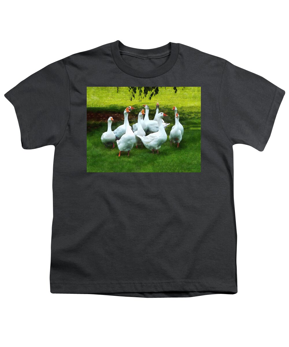Goose Youth T-Shirt featuring the photograph Gaggle of Geese by Susan Savad