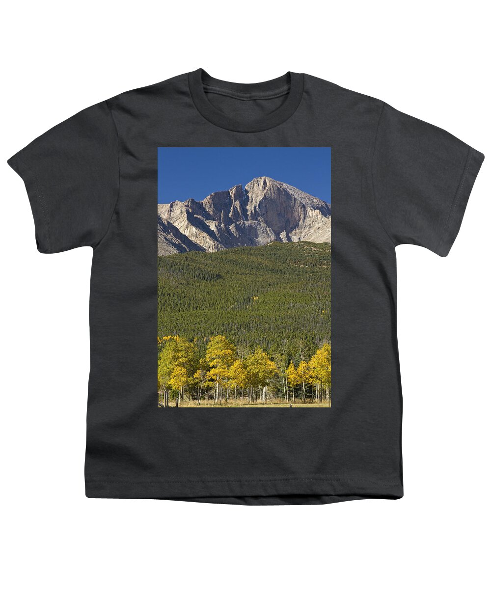 Colorado Youth T-Shirt featuring the photograph Golden Longs Peak View by James BO Insogna