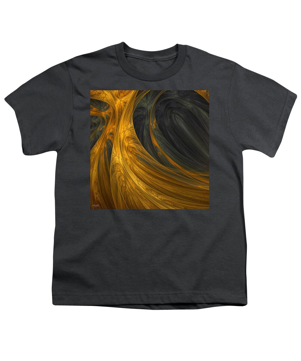 Gold Abstract Youth T-Shirt featuring the digital art Gold's Grace by Lourry Legarde