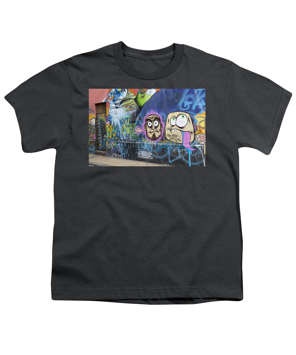 Chile Youth T-Shirt featuring the painting Graffiti Wall Art In Valparaiso, Chile by John Shaw