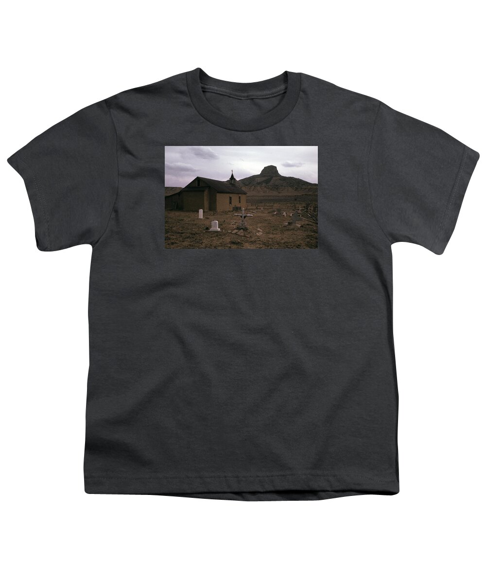 Graveyard Church Cabezon Peak Ghost Town Cabezon New Mexico 1971 Youth T-Shirt featuring the photograph Graveyard church Cabezon Peak ghost town Cabezon New Mexico 1971 by David Lee Guss