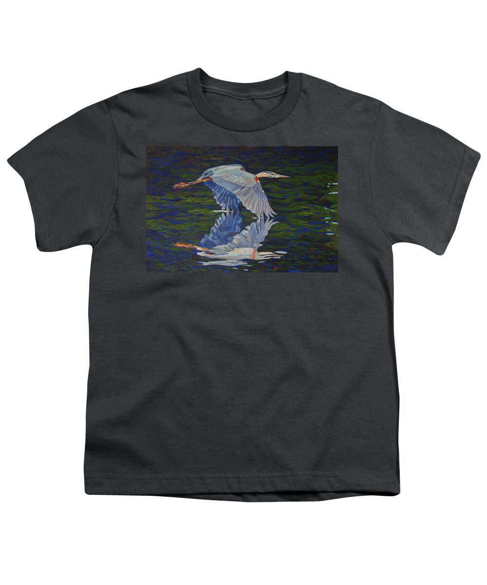 Chadwick Youth T-Shirt featuring the painting Great Blue Reflections by Phil Chadwick