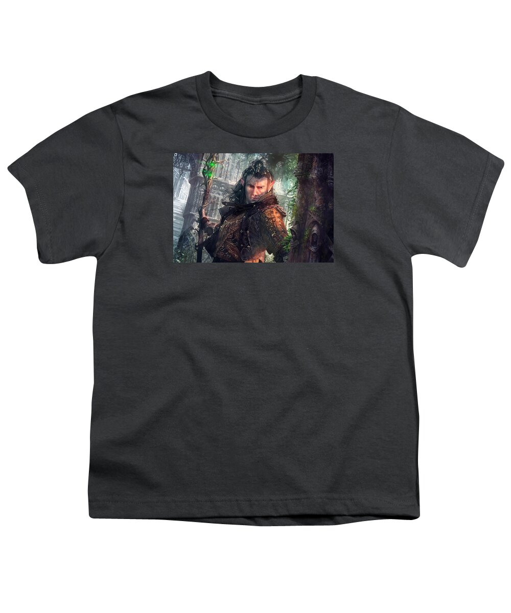Magic The Gathering Youth T-Shirt featuring the digital art Greenside Watcher by Ryan Barger