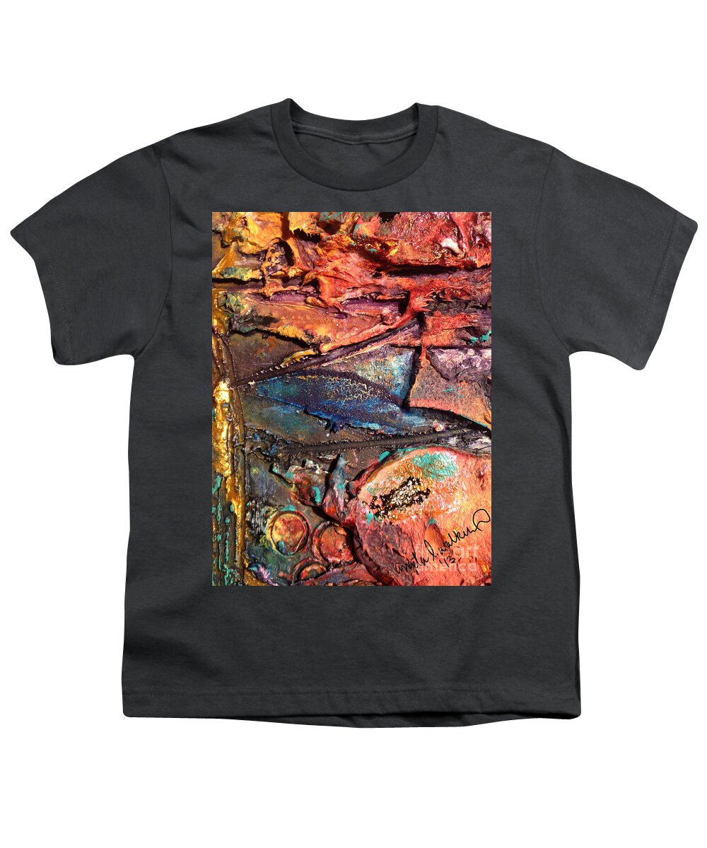 Mixed Media Youth T-Shirt featuring the mixed media Grooved Lines by Angela L Walker