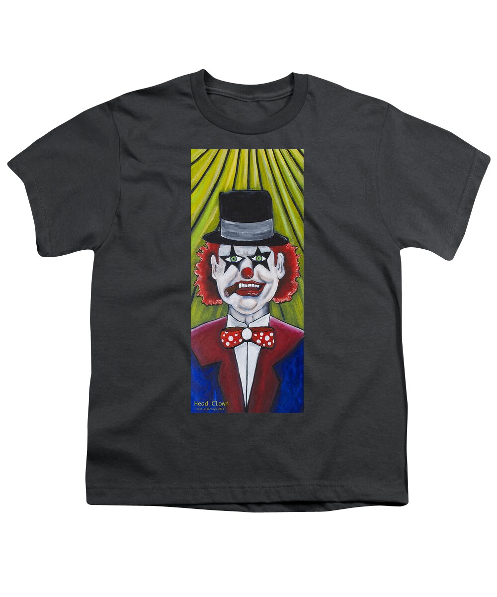 Clowns Youth T-Shirt featuring the painting Head Clown by Patricia Arroyo