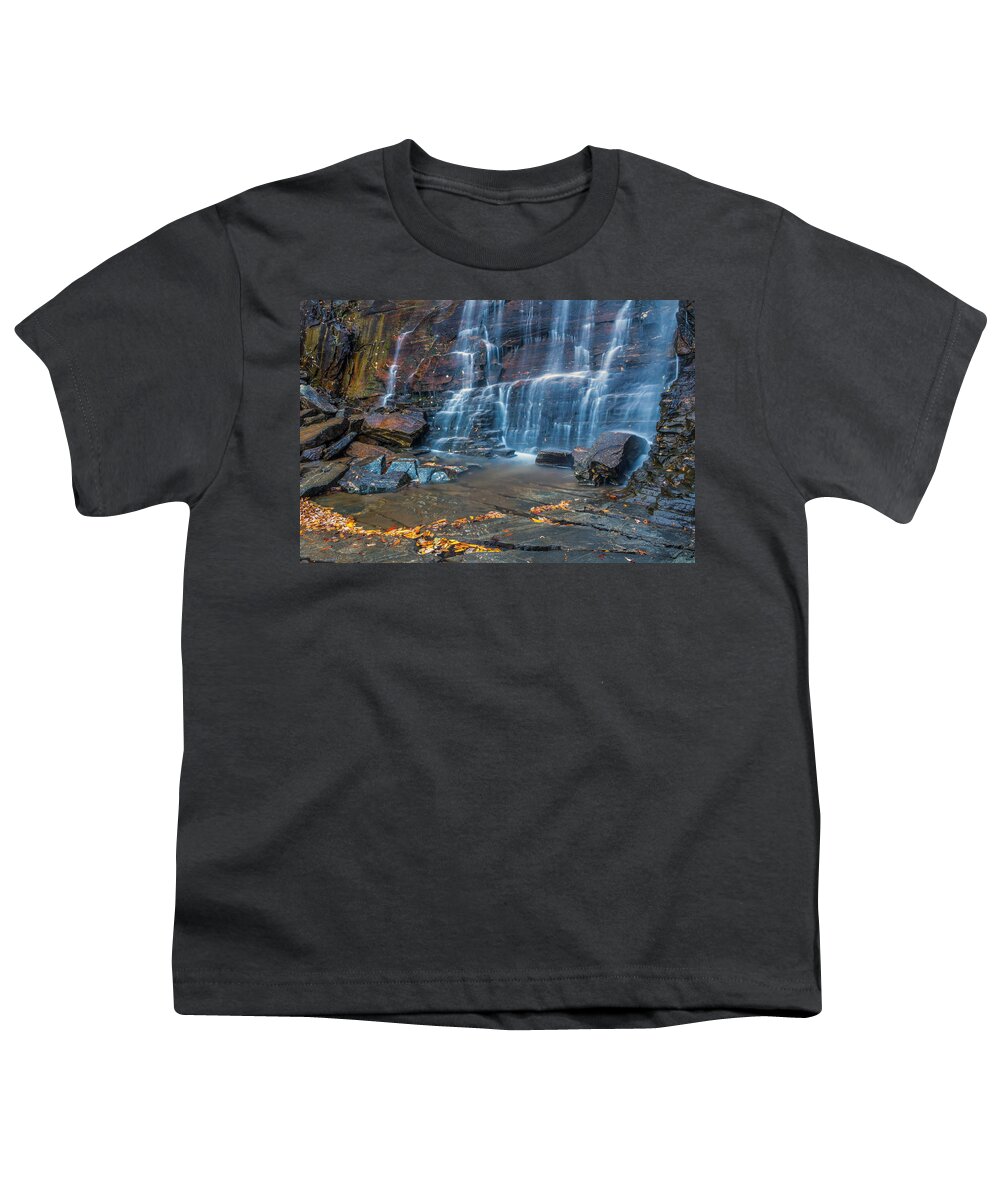Hickory Nut Falls Youth T-Shirt featuring the photograph Hickory Nut Falls in Chimney Rock State Park by Pierre Leclerc Photography
