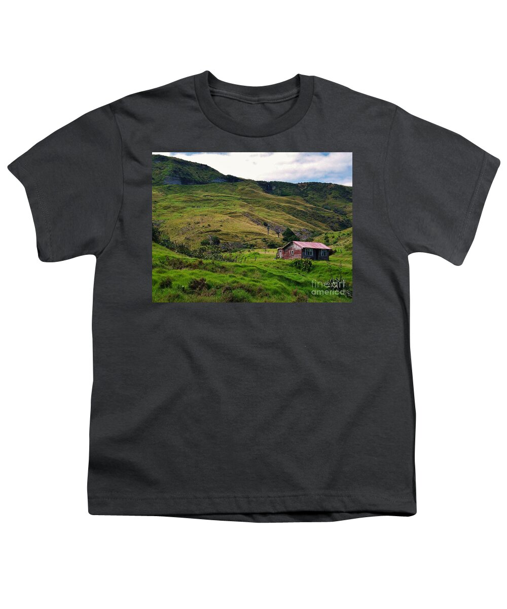 Green Hillside Youth T-Shirt featuring the photograph Hillside Cabin by Michele Penner