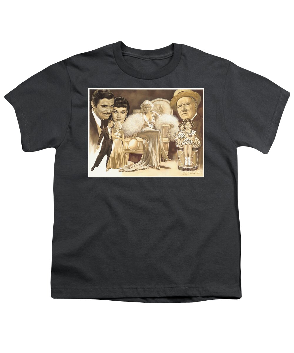 Portrait Youth T-Shirt featuring the painting Hollywoods Golden Era by Dick Bobnick