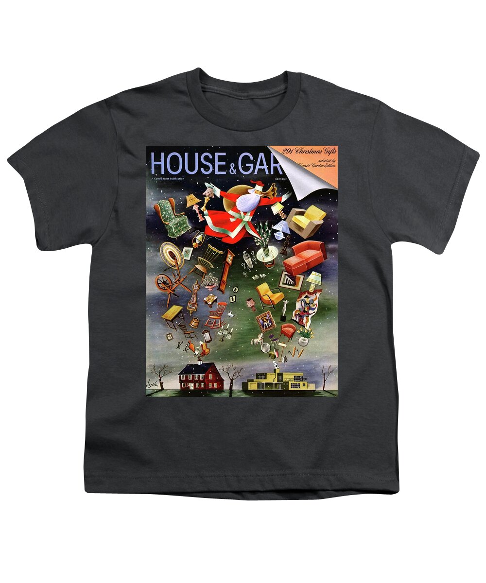 House And Garden Youth T-Shirt featuring the photograph House And Garden Christmas Gifts Cover by Constantin Alajalov