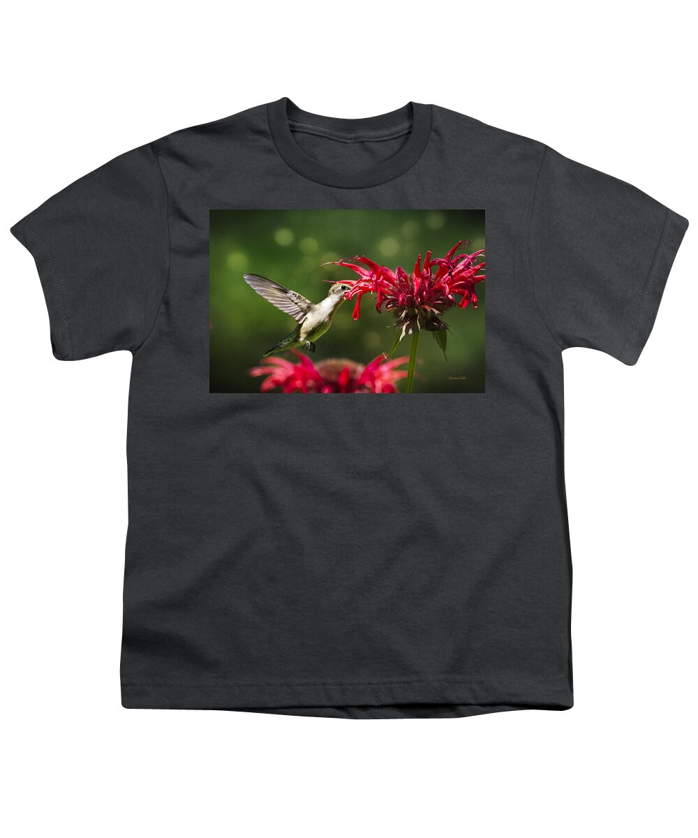 Hummingbirds Youth T-Shirt featuring the photograph Hummingbird Indulgence by Christina Rollo