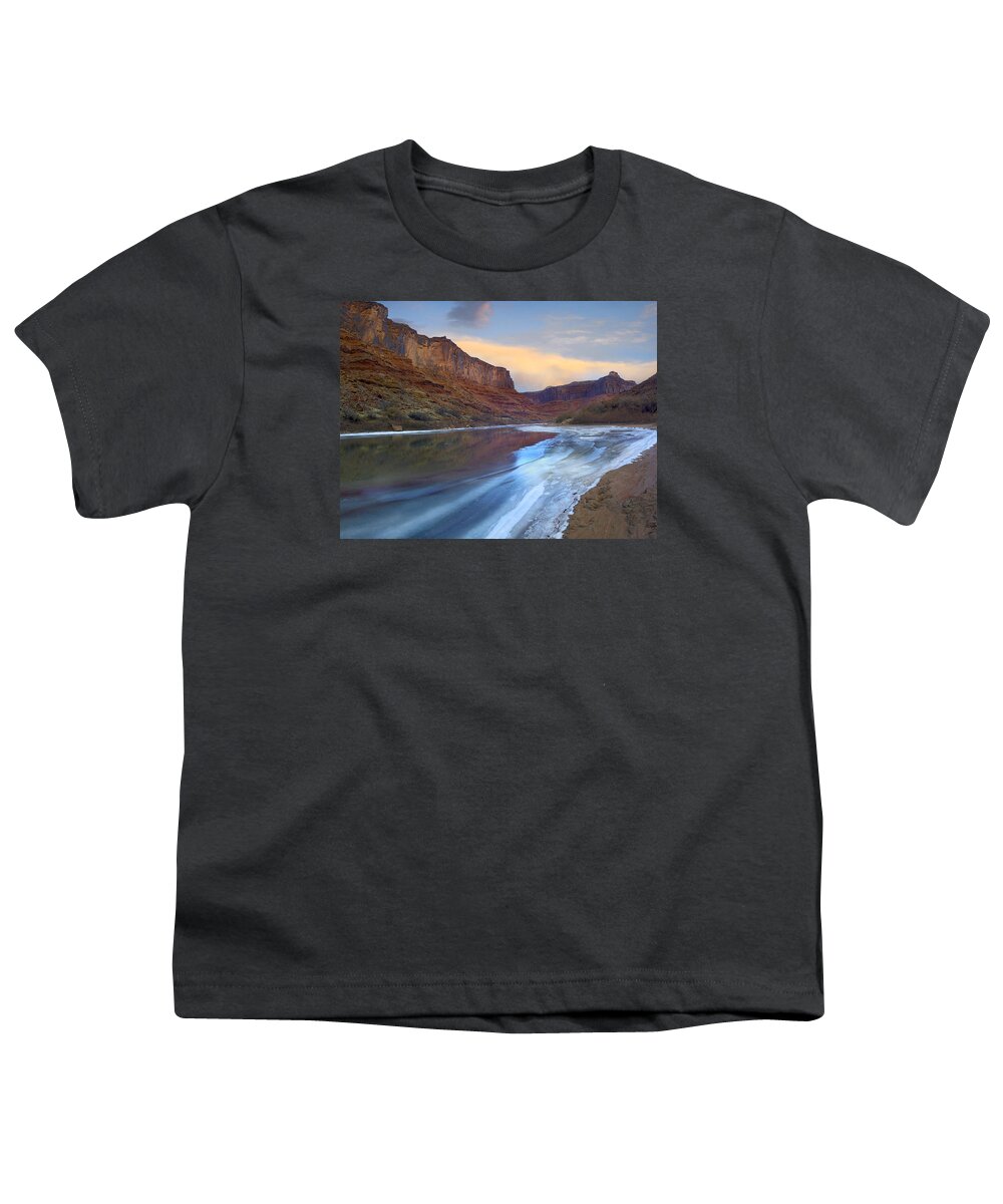 00175504 Youth T-Shirt featuring the photograph Ice On The Colorado River in Cataract Canyon by Tim Fitzharris