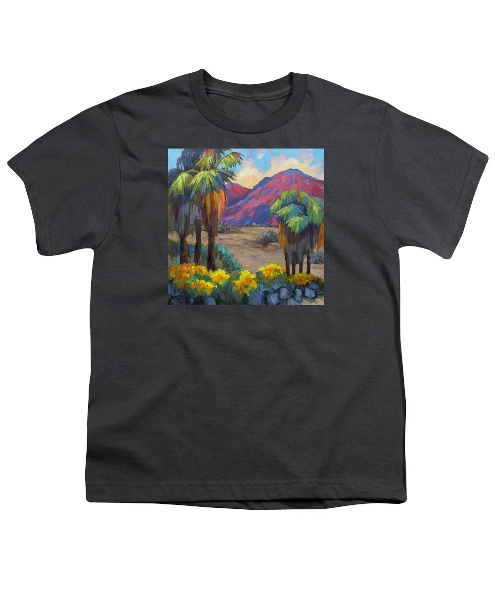 Palm Springs Youth T-Shirt featuring the painting Indian Canyon in Spring by Diane McClary