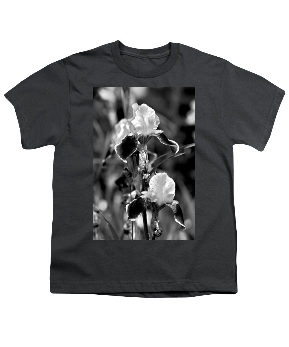 Iris Flower Youth T-Shirt featuring the photograph IRIS in Black and White by Karon Melillo DeVega