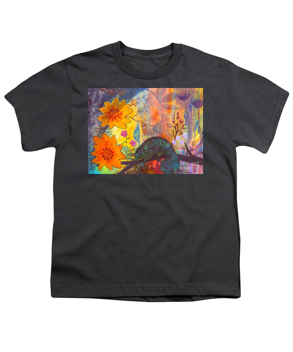 Chameleon Youth T-Shirt featuring the painting Jackson's Chameleon by Robin Pedrero