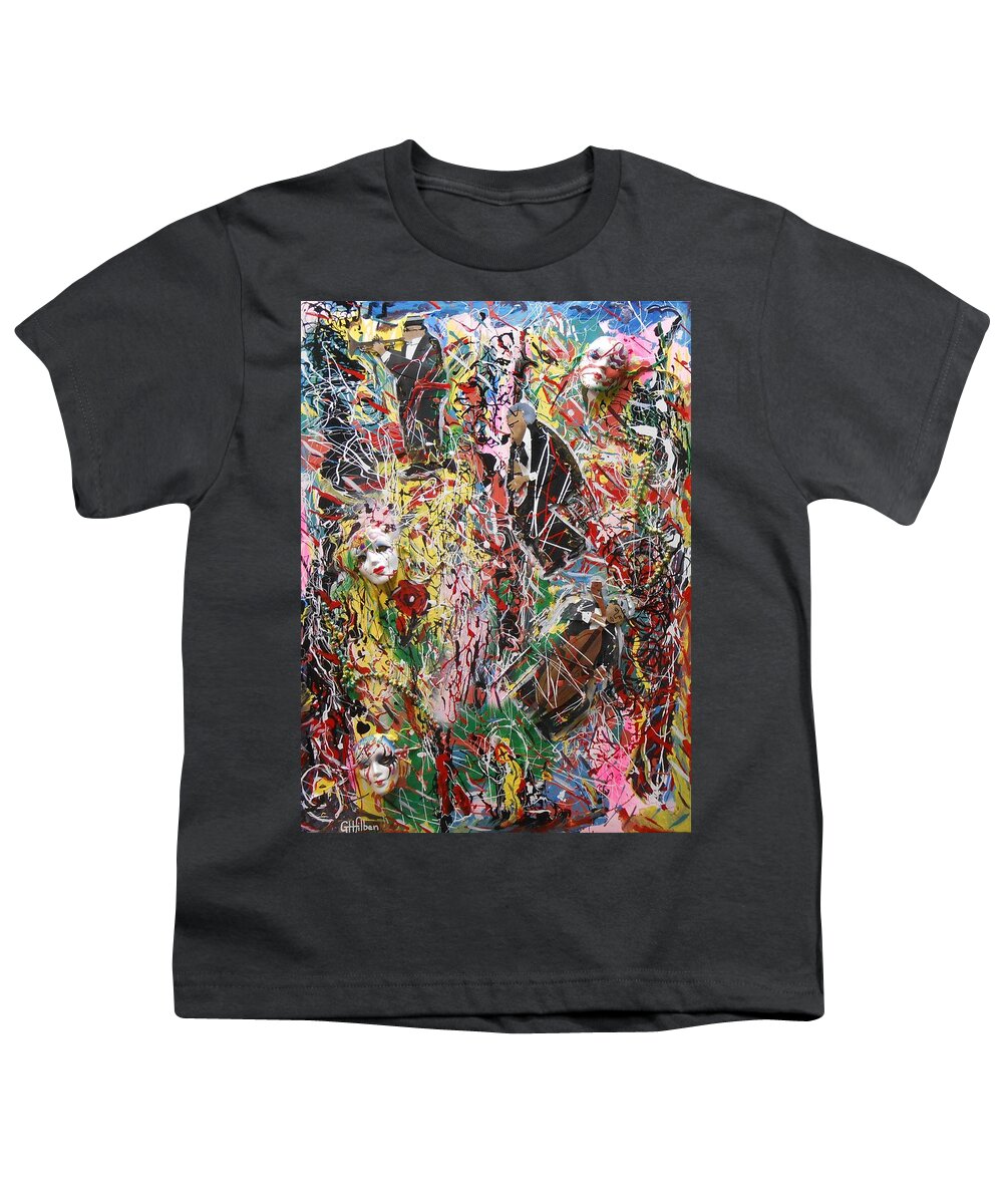 Abstract Youth T-Shirt featuring the mixed media Jazz on Bourbon Street by GH FiLben