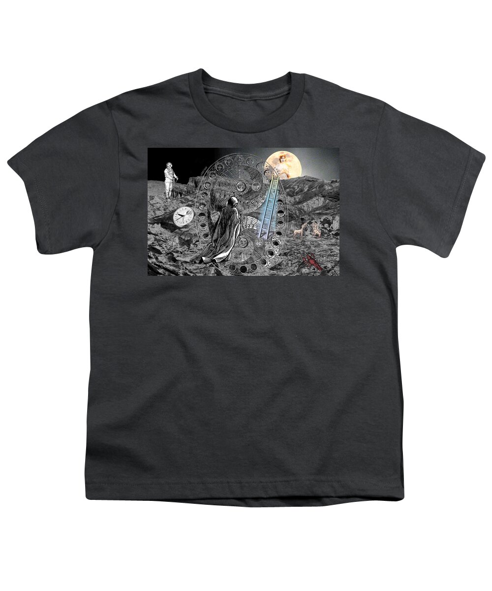 Tarot Youth T-Shirt featuring the digital art La Luna by Lisa Yount