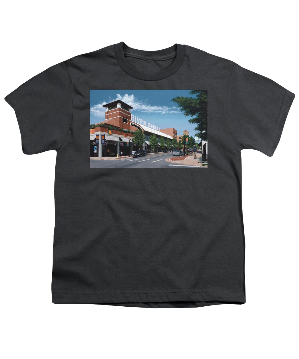 Little Rock Youth T-Shirt featuring the painting Little Rock River Market by Glenn Pollard