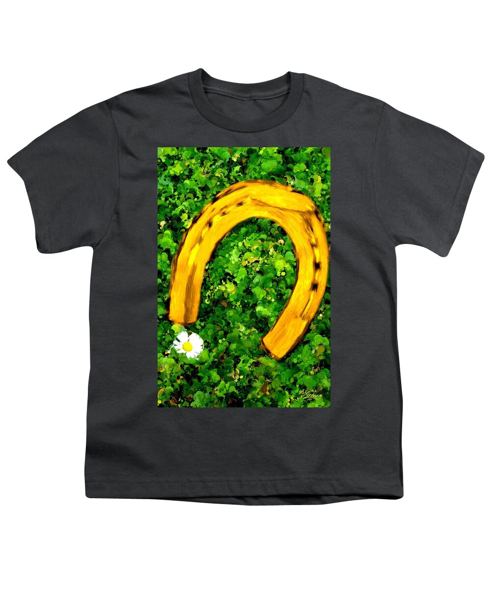 Horse Youth T-Shirt featuring the painting Lucky Wedding Horse Shoe by Bruce Nutting