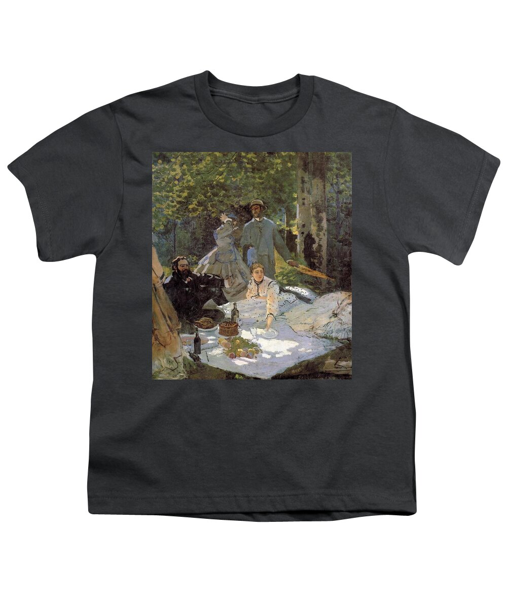 1865-1866 Youth T-Shirt featuring the painting Luncheon on the Grass - Centre panel by Claude Monet