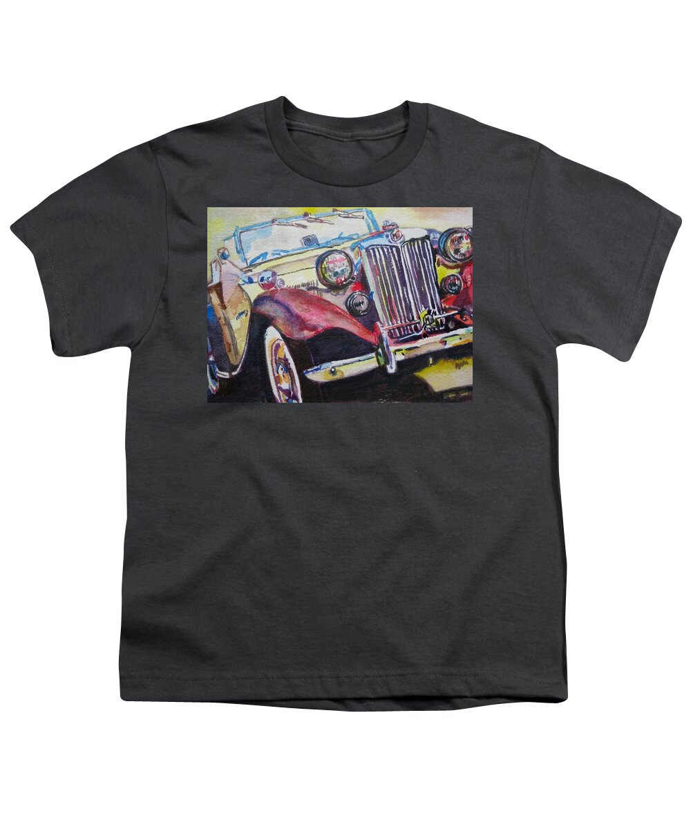 Transportation Youth T-Shirt featuring the painting M G Car by Anna Ruzsan