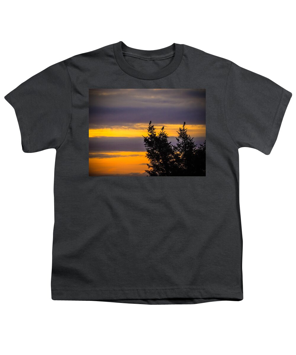 Magpies Youth T-Shirt featuring the photograph Magpies at Sunrise by James Truett