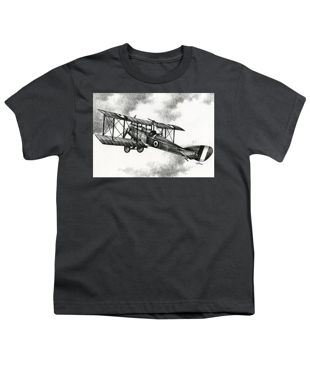 Airplane Drawing Youth T-Shirt featuring the drawing Martinsyde G 100 by James Williamson