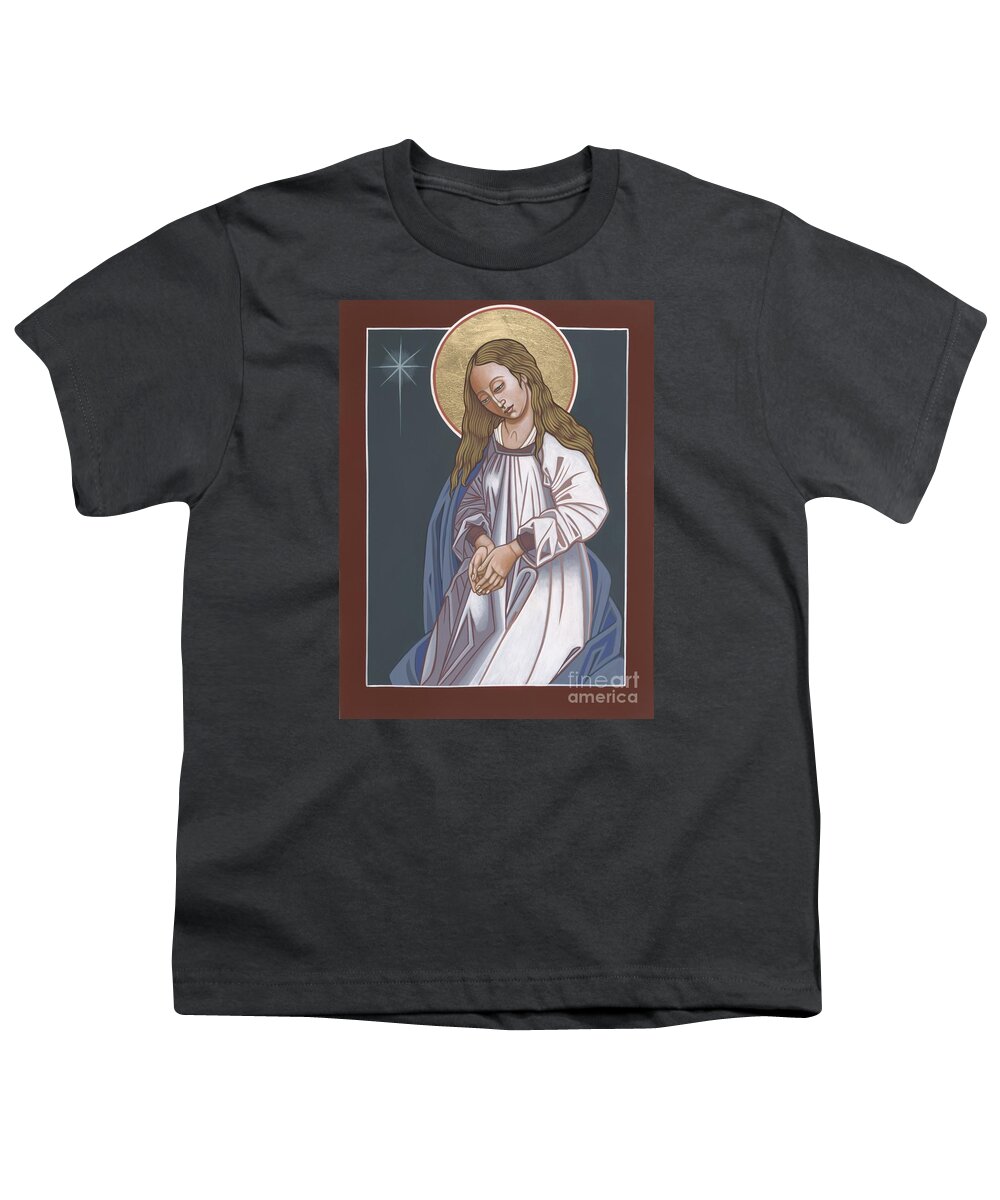 mother Of God Waiting In Adoration Pregnant Mary Youth T-Shirt featuring the painting Mother of God Waiting in Adoration 248 by William Hart McNichols