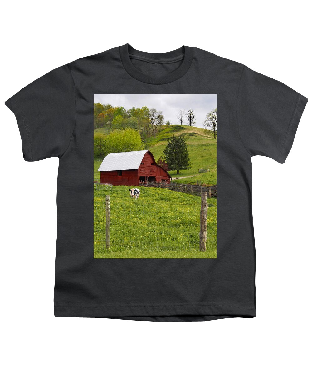 Red Barn Youth T-Shirt featuring the photograph New Red Paint by Mike McGlothlen