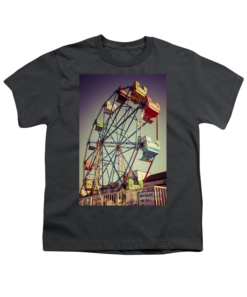 America Youth T-Shirt featuring the photograph Newport Beach Ferris Wheel in Balboa Fun Zone Photo by Paul Velgos