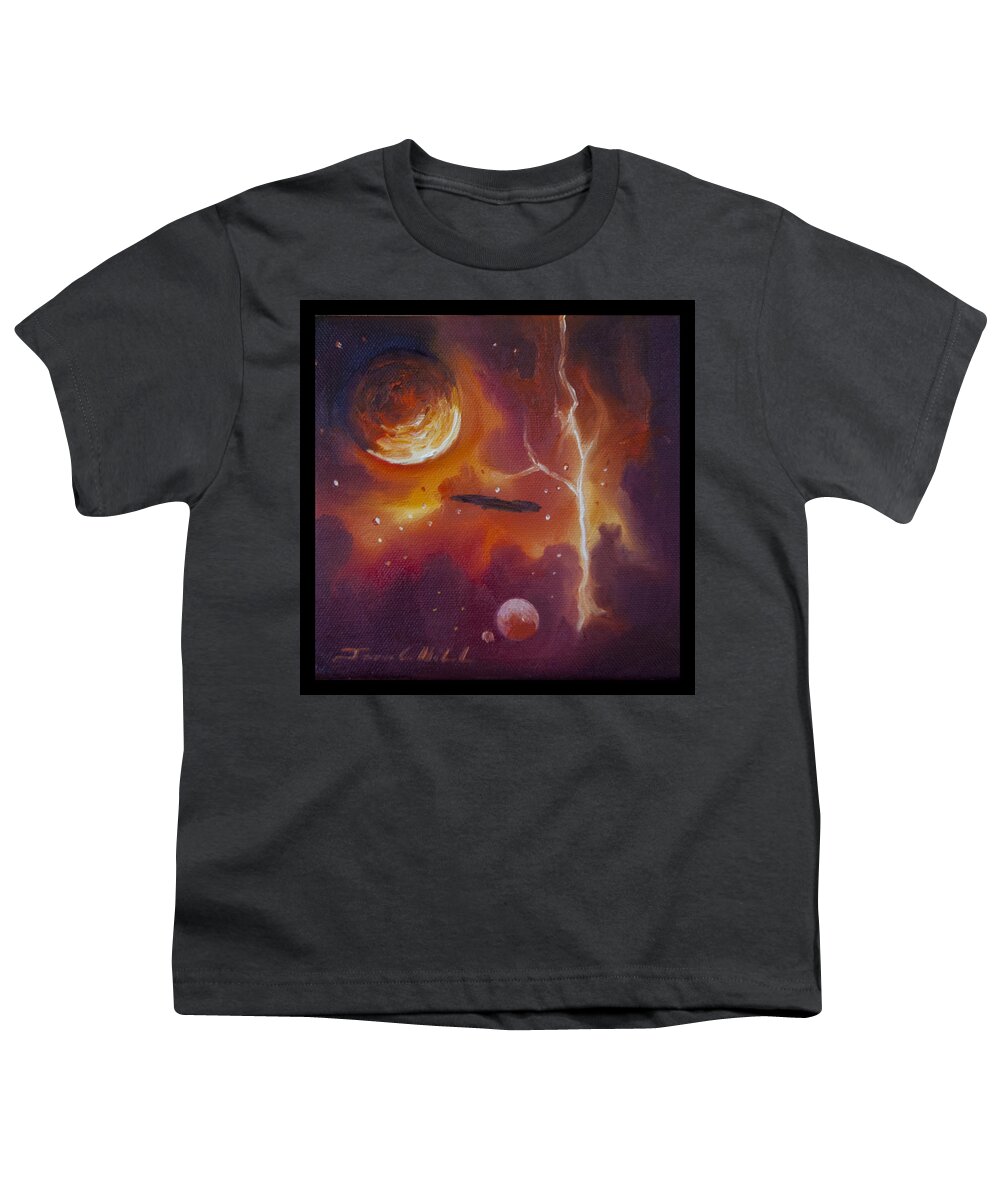 Purple; Red; Blue; Stunning; Landscape; James C. Hill; Copyright 2014 - James Christopher Hill; Jameshillgallery.com; Sci-fi; Science Fiction; Spheres; Power; Light; Ball; Motion; Concept Art; Concept Sketch; Nebula; Astronomy; Space; Gas; Planet; Star Youth T-Shirt featuring the painting Ngc - 1017 by James Hill