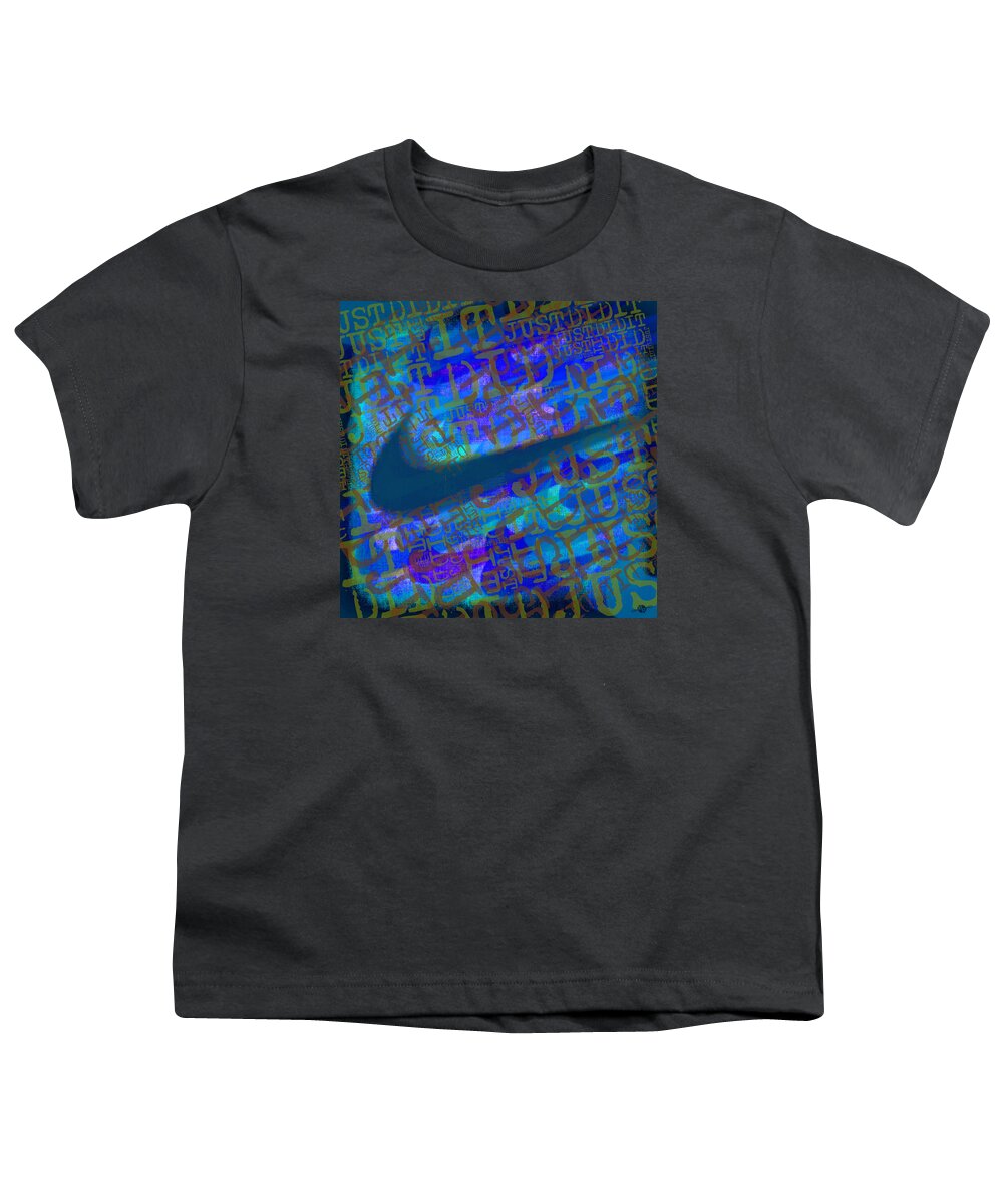 Nike Youth T-Shirt featuring the painting Nike Just Did It Blue by Tony Rubino