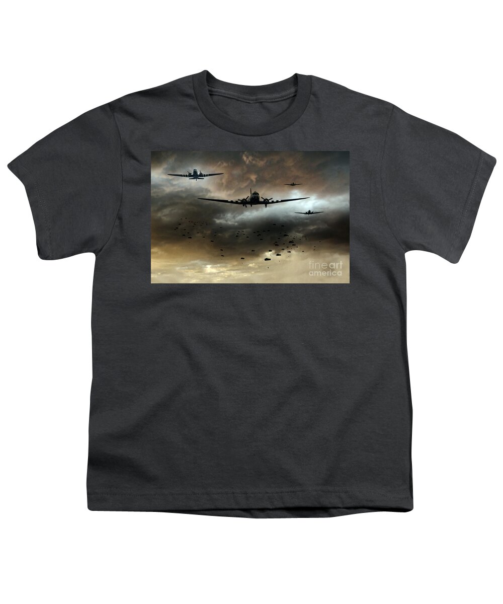 C47 Youth T-Shirt featuring the digital art Normandy Invasion by Airpower Art