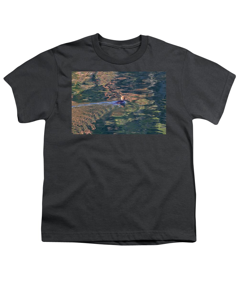 Merganser Youth T-Shirt featuring the photograph Ocean Reflections by Peggy Collins