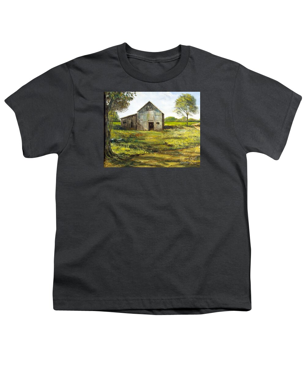Barn Youth T-Shirt featuring the painting Old Barn by Lee Piper
