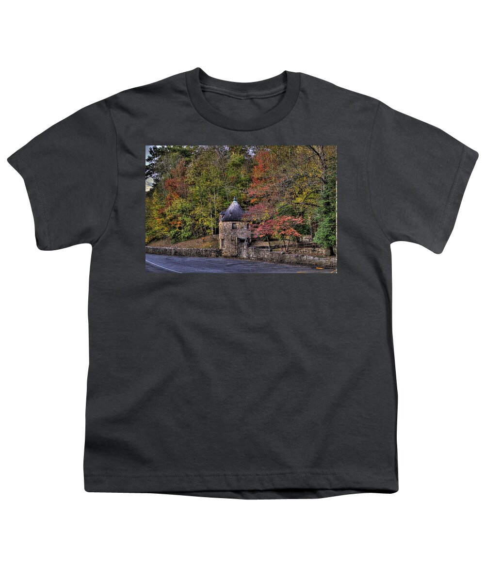 River Youth T-Shirt featuring the photograph Old Stone Tower at the edge of the Forest by Jonny D