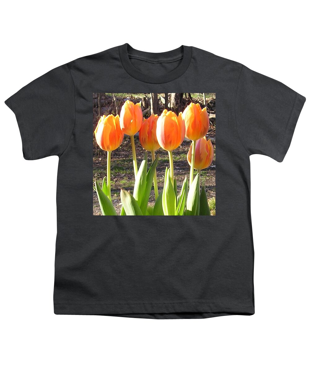 Tulip Youth T-Shirt featuring the photograph Orange Tulips by R Allen Swezey
