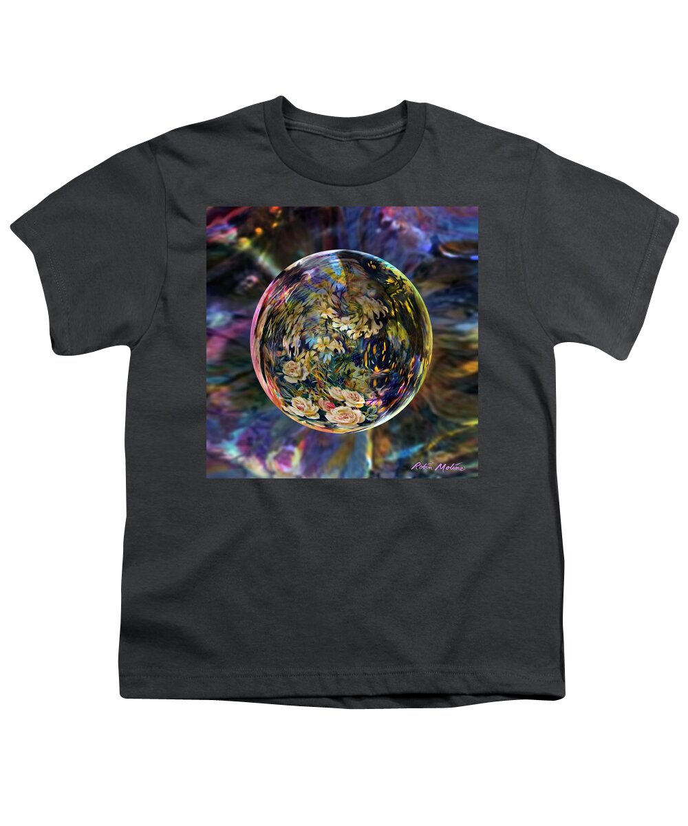 Bouquet Painting Youth T-Shirt featuring the digital art Orb of Roses Past by Robin Moline