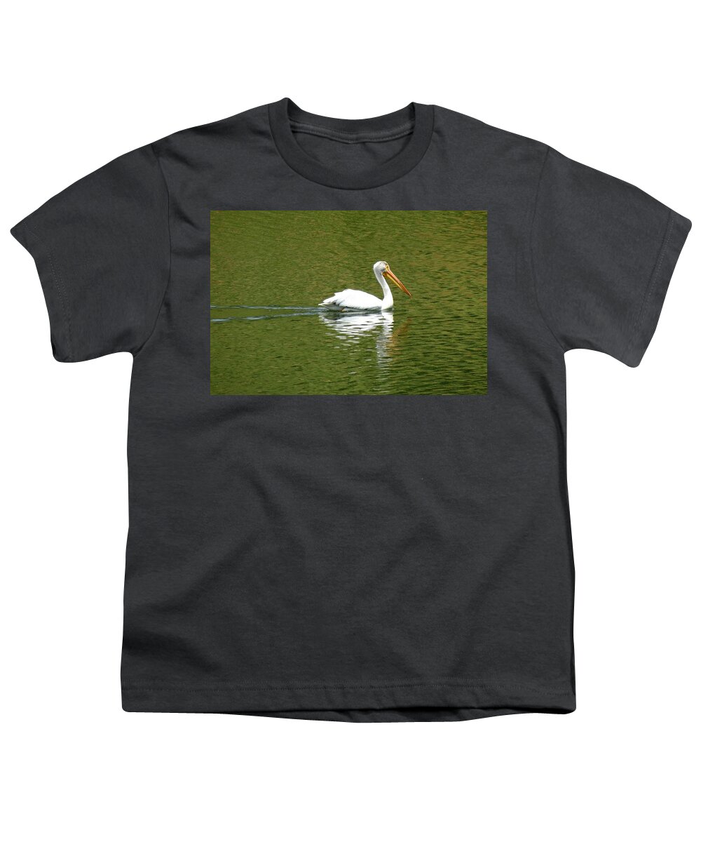 Colorado Youth T-Shirt featuring the photograph Pelican Reflection on Lake by Marilyn Burton