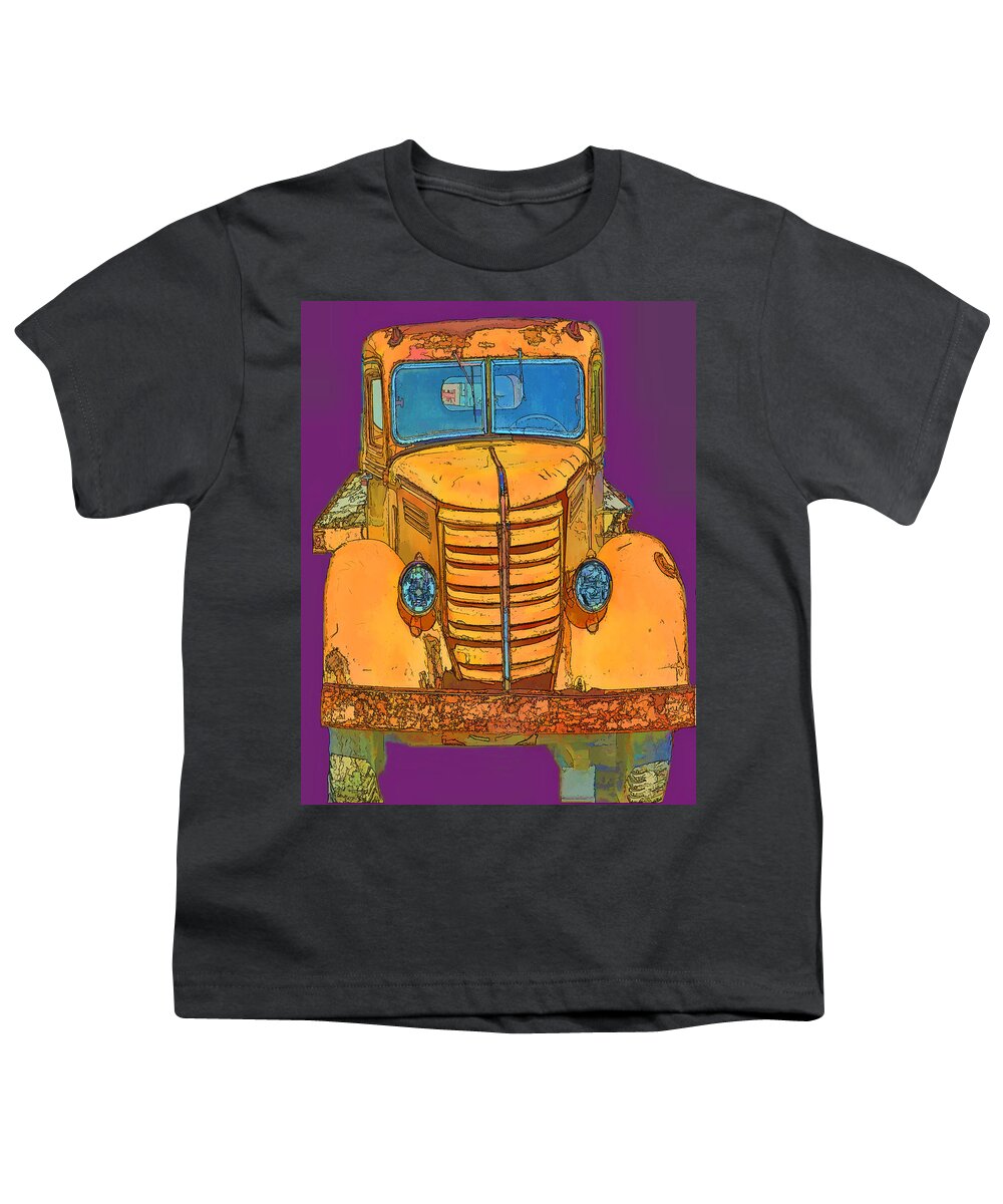 Old Truck Youth T-Shirt featuring the digital art Pop Old Truck by Cathy Anderson