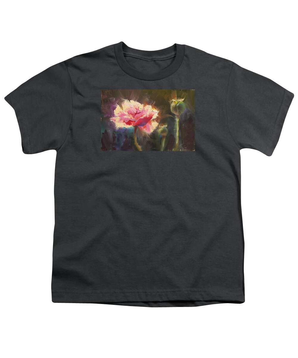 Karen Youth T-Shirt featuring the painting Poppy Glow by K Whitworth