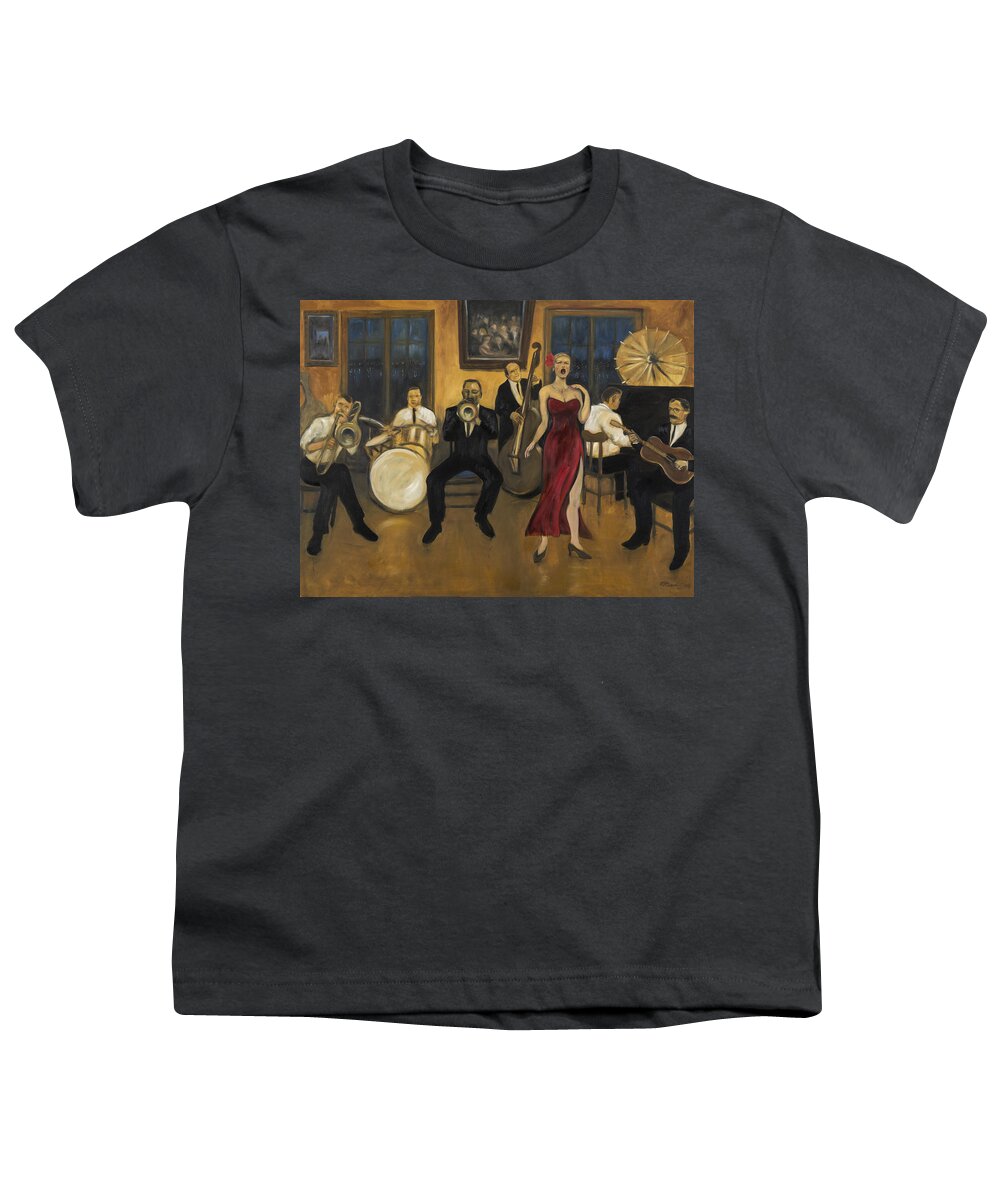 New Orleans Youth T-Shirt featuring the painting Preservation Hall by Laura Lee Cundiff